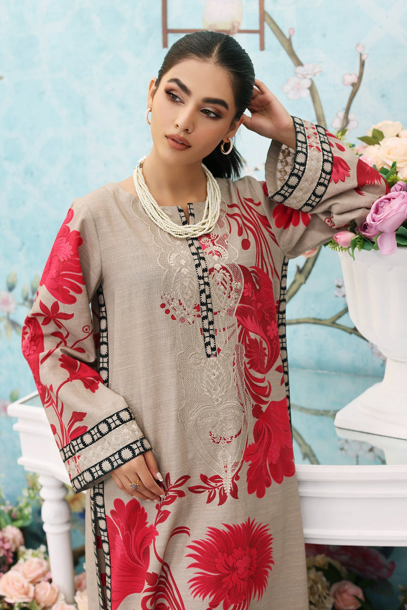 2-Pc Embroidered Khaddar Shirt with Khaddar Trouser BLW3-04