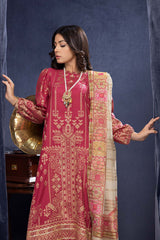 3-Pc RTW Broshia Jecquard Shirt With Zaari Dupatta and Qlot Trouser CPG22-89