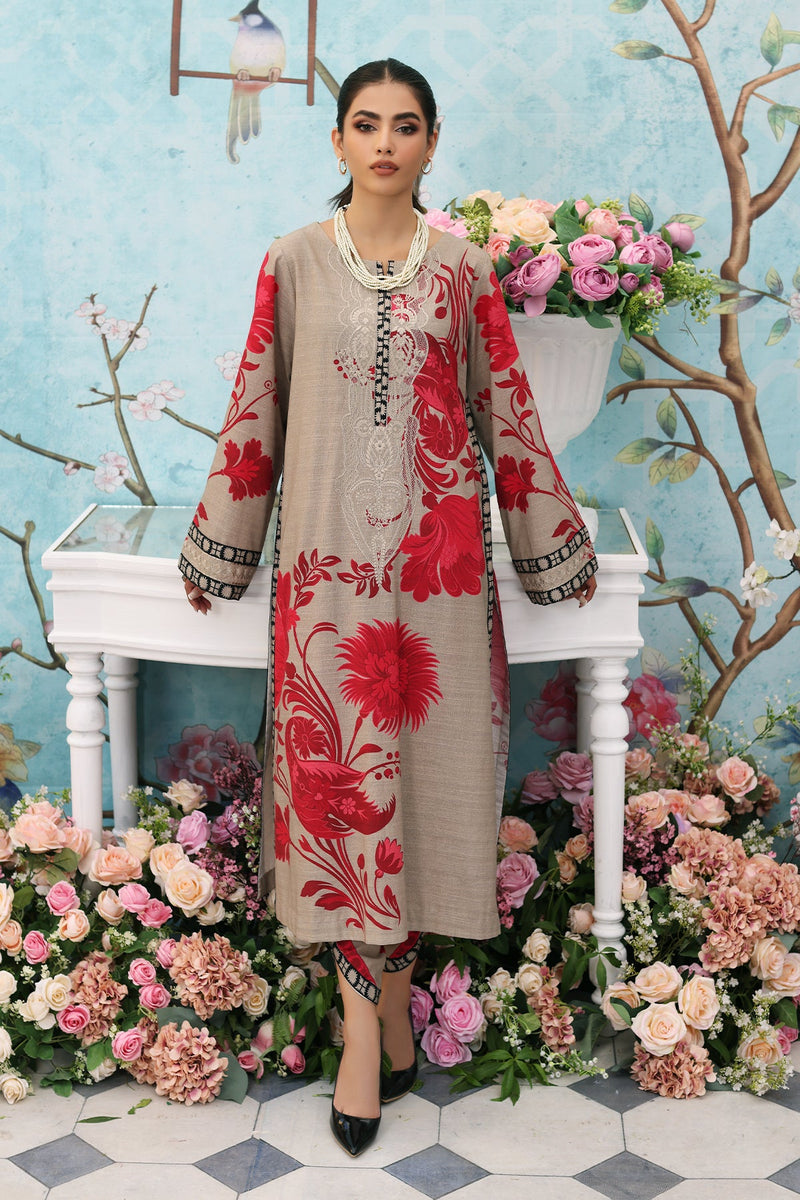 2-Pc Embroidered Khaddar Shirt with Khaddar Trouser BLW3-04