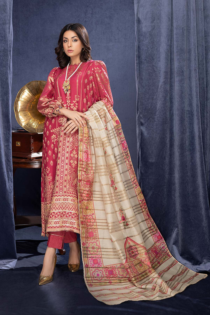 3-Pc RTW Broshia Jecquard Shirt With Zaari Dupatta and Qlot Trouser CPG22-89