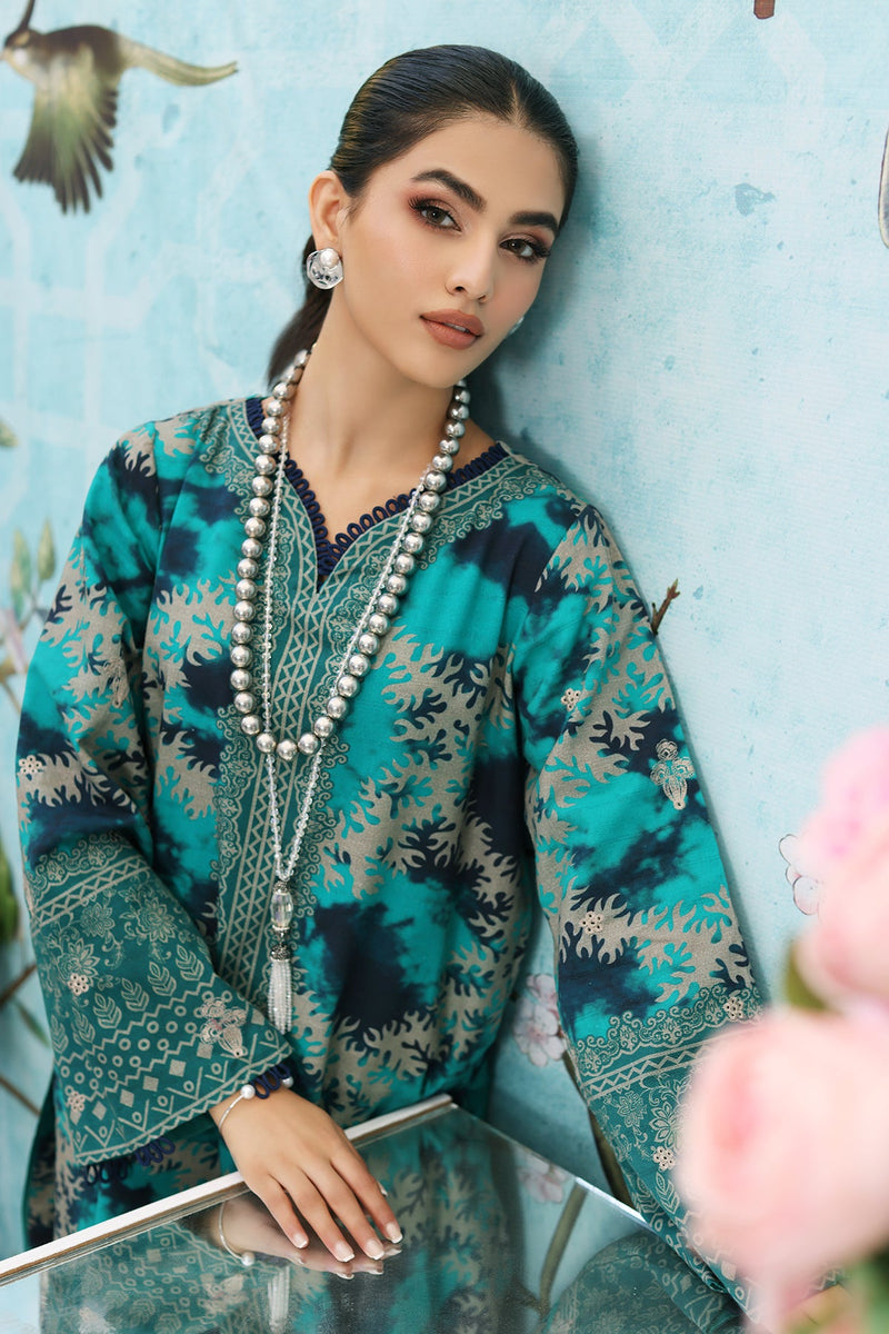 2-Pc Embroidered Khaddar Shirt with Khaddar Trouser BLW3-06