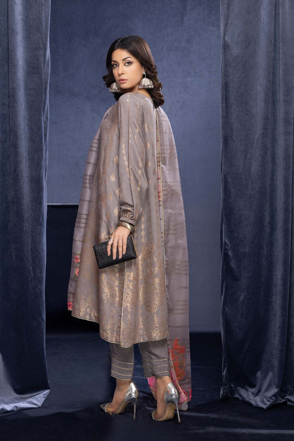 3-Pc RTW Broshia Jecquard Shirt With Zaari Dupatta and Qlot Trouser CPG22-87