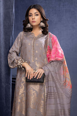 3-Pc RTW Broshia Jecquard Shirt With Zaari Dupatta and Qlot Trouser CPG22-87