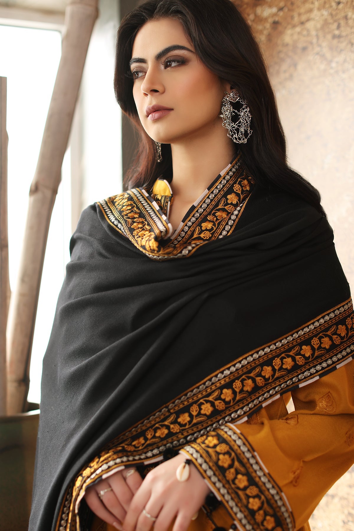 3-Pc Unstitched Embroidered leather with wool shawl CRW3-08