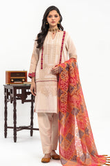 3-PC Unstitched Lawn Jacquard Shirt with Printed Dupatta and Trouser CLJ3-04