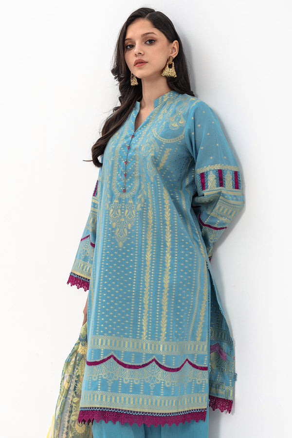 3-PC Unstitched Lawn Jacquard Shirt with Printed Dupatta and Trouser CLJ3-07