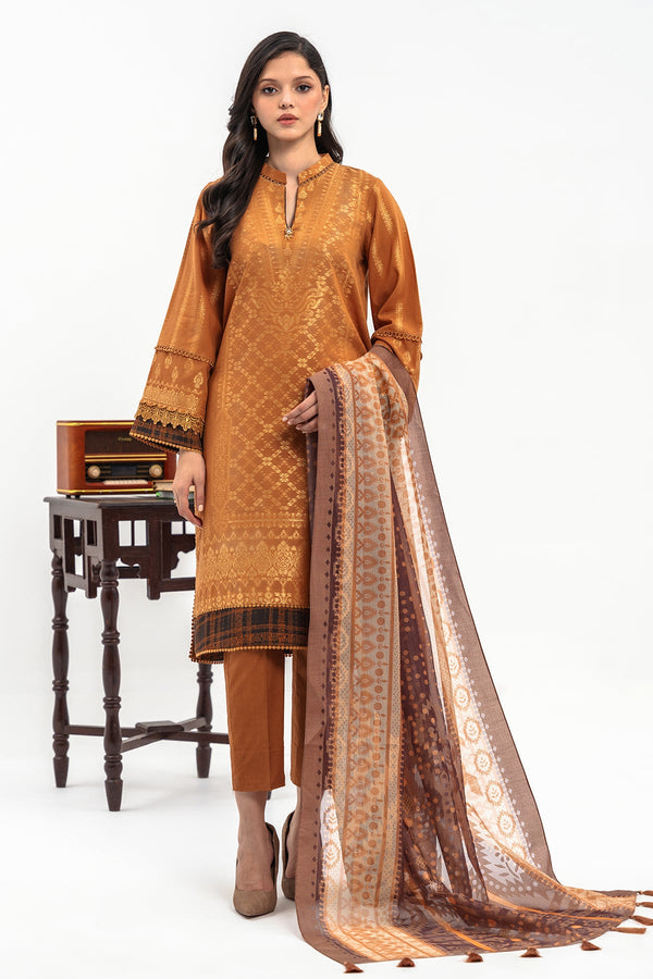 3-PC Unstitched Lawn Jacquard Shirt with Printed Dupatta and Trouser CLJ3-03