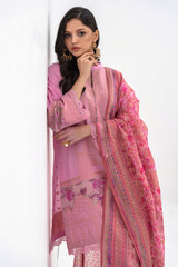 3-PC Unstitched Lawn Jacquard Shirt with Printed Dupatta and Trouser CLJ3-02