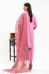 3-PC Unstitched Lawn Jacquard Shirt with Printed Dupatta and Trouser CLJ3-02