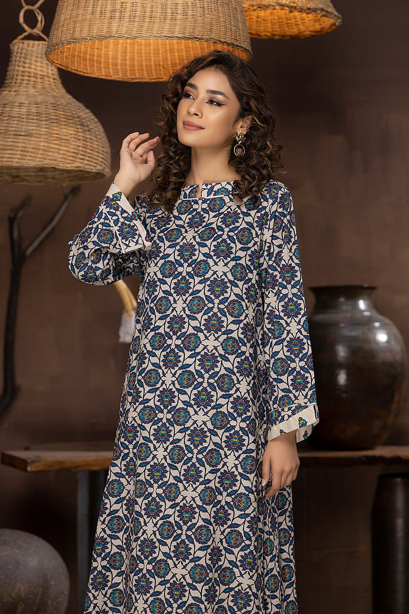 2-Pc Printed Khadder Long Shirt With Printed Khadder Qlot Touser CPM22-124