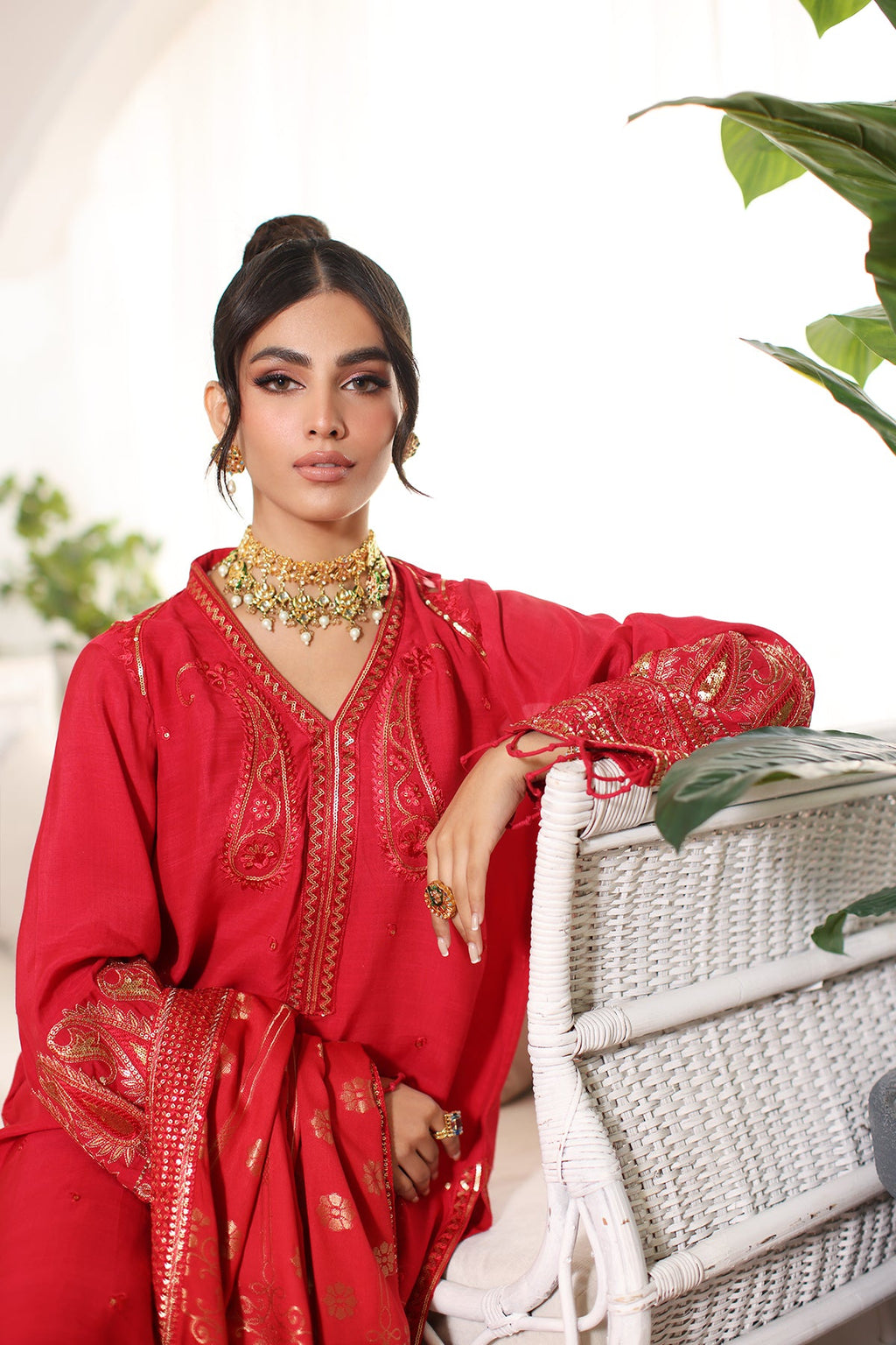 3-Pc Unstitched Embroidered Staple Shirt with Staple Jacquard shawl and Trouser CM3-06