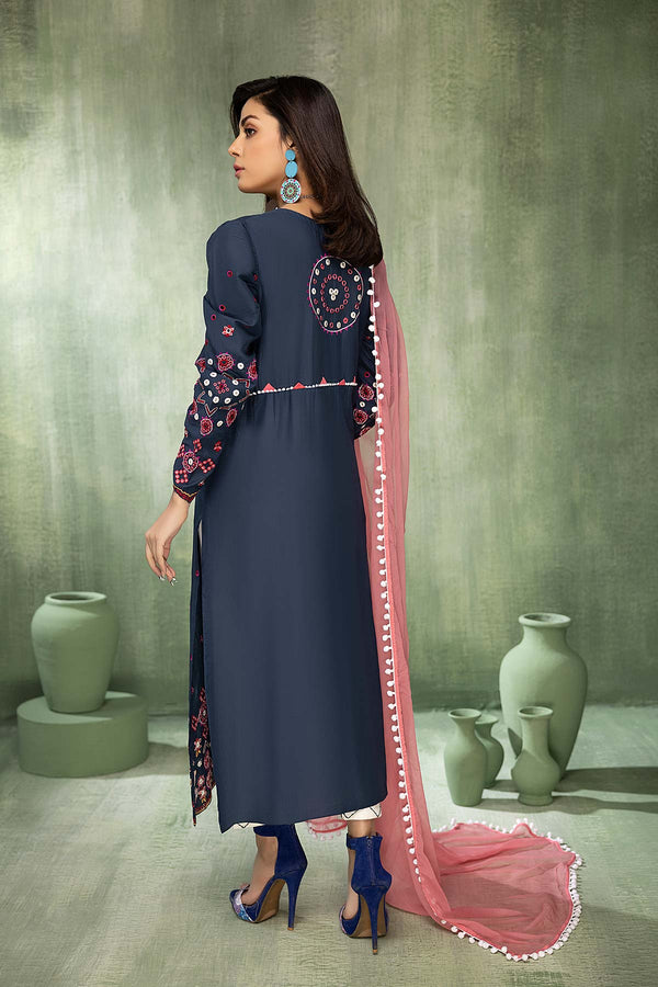 3-Pc Embroidered Shirt With Chiffon Dupatta and Cotton Trouser CNP22-31-S