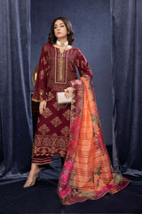 3-Pc RTW Broshia Jecquard Shirt With Zaari Dupatta and Linen Qlot Trouser CPG22-94