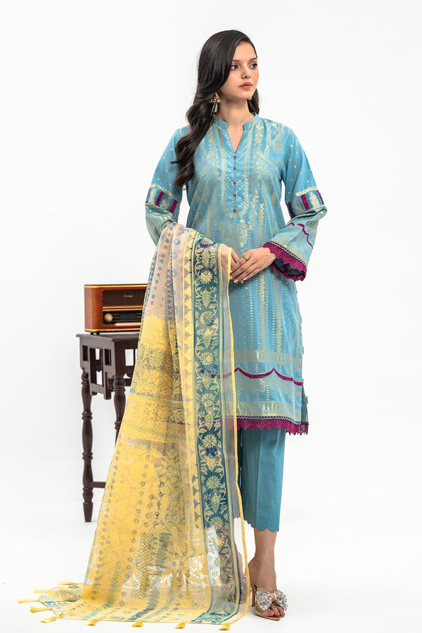 3-PC Unstitched Lawn Jacquard Shirt with Printed Dupatta and Trouser CLJ3-07