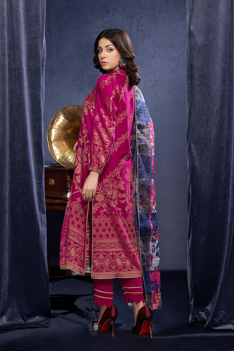 3-Pc RTW Broshia Jecquard Shirt With Zaari Dupatta and Qlot Trouser CPG22-86