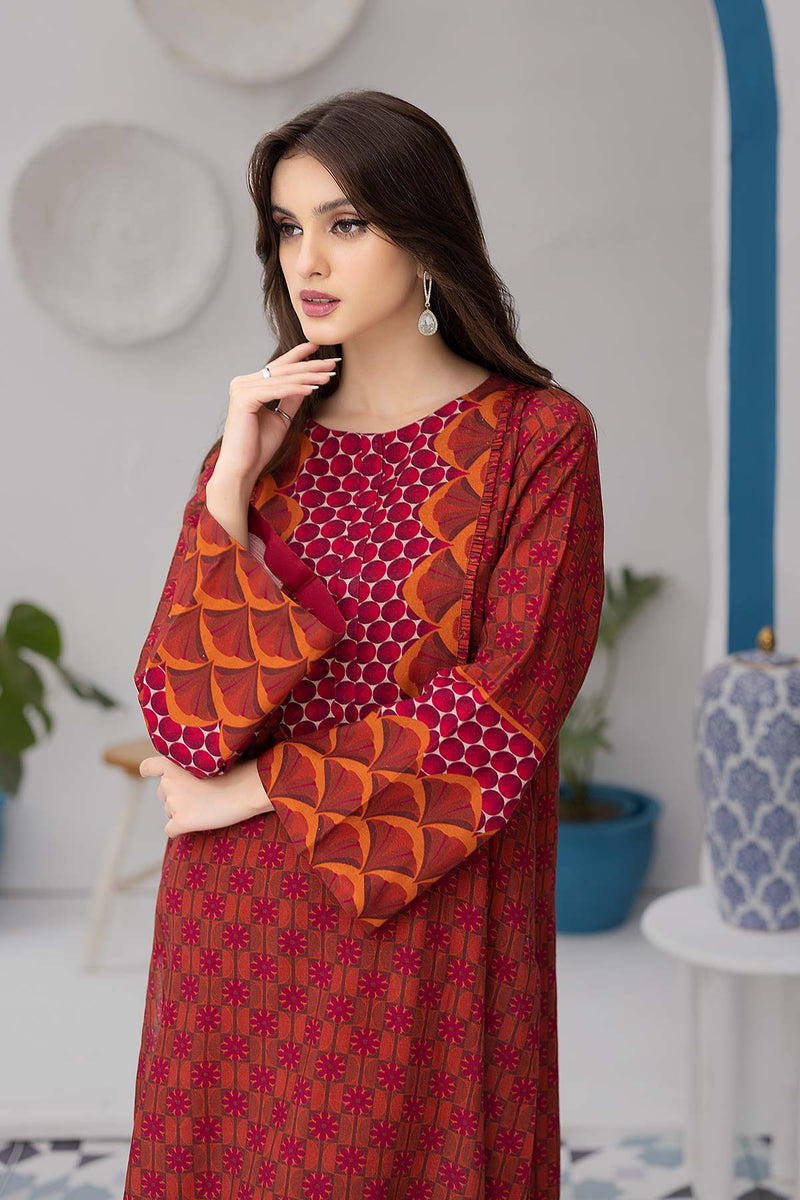 2-Pc Printed Viscose Long Shirt With Viscose Qlot Trouser CPM22-119