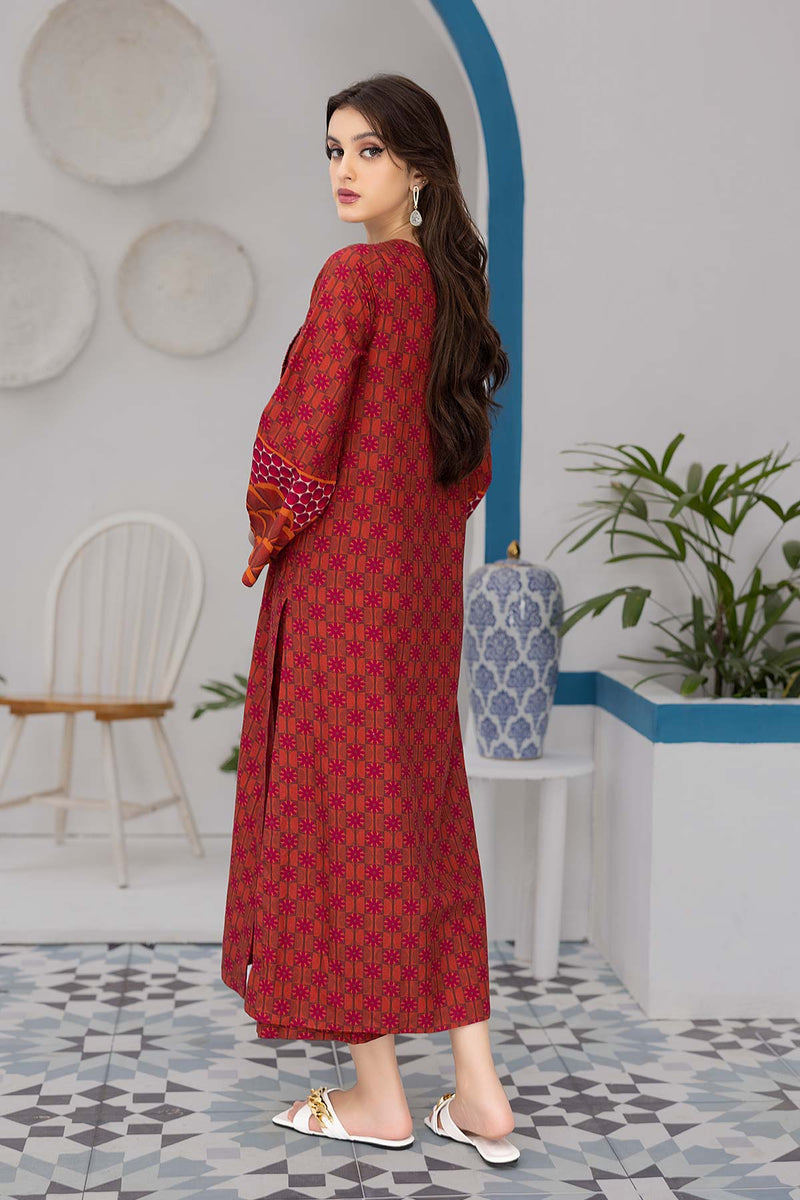 2-Pc Printed Viscose Long Shirt With Viscose Qlot Trouser CPM22-119