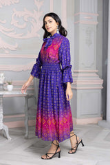 1-Pc Digital Printed Raw Silk Long Gown CPM22-93